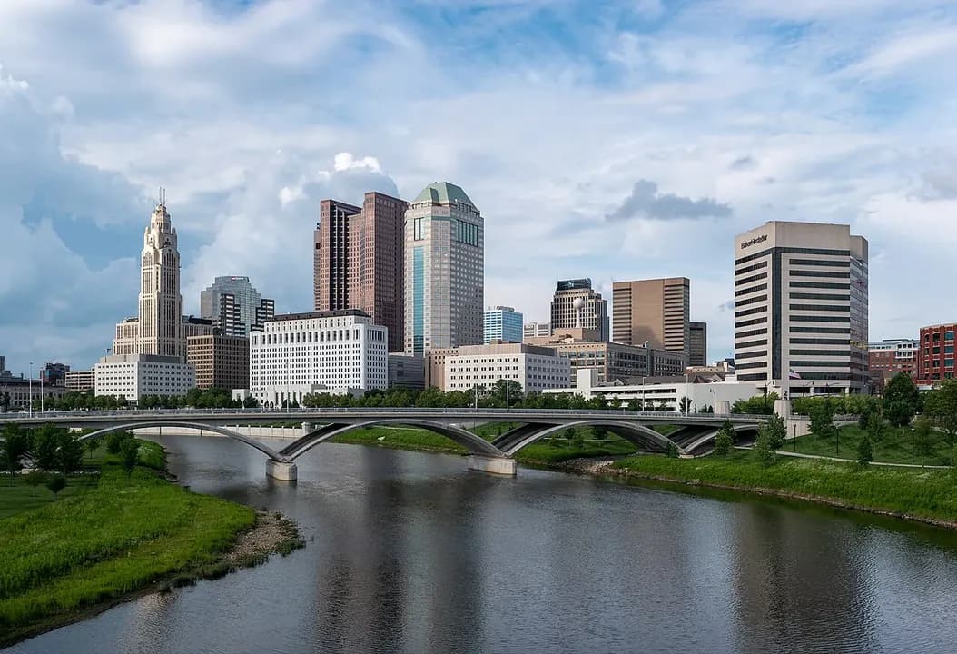 Columbus cityscape and surrounding landscape